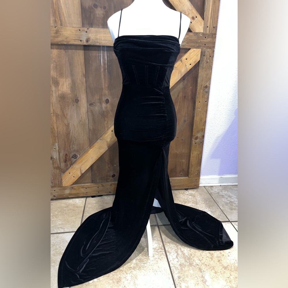 Windsor Black Corset Strapless Gown
